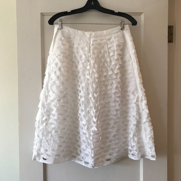 J.Crew | White Laser Cut Circle Midi Skirt - Picture 5 of 13